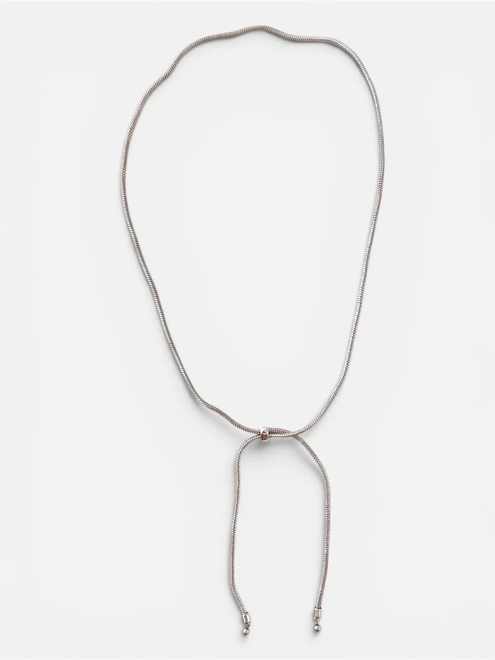 Elegant Silver Tone Slide Snake Chain Lariat Necklace